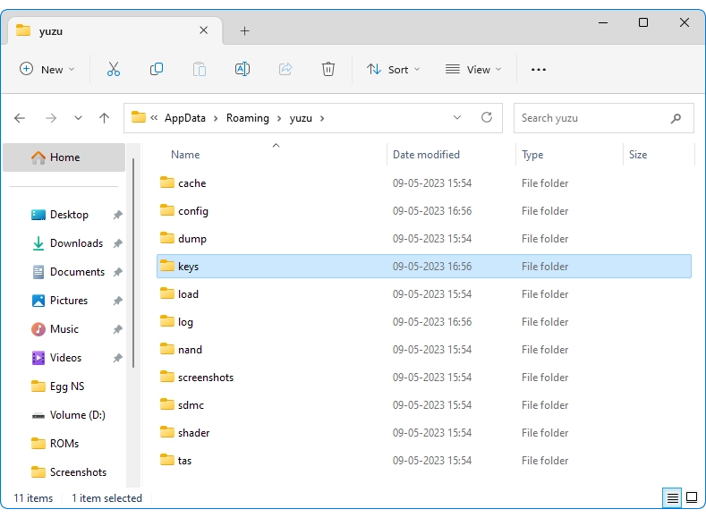 open-Yuzu-keys-folder