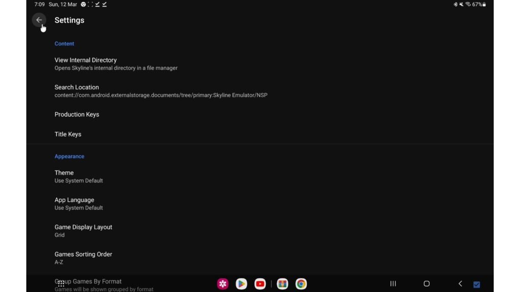 skyline emulator android Go-back.